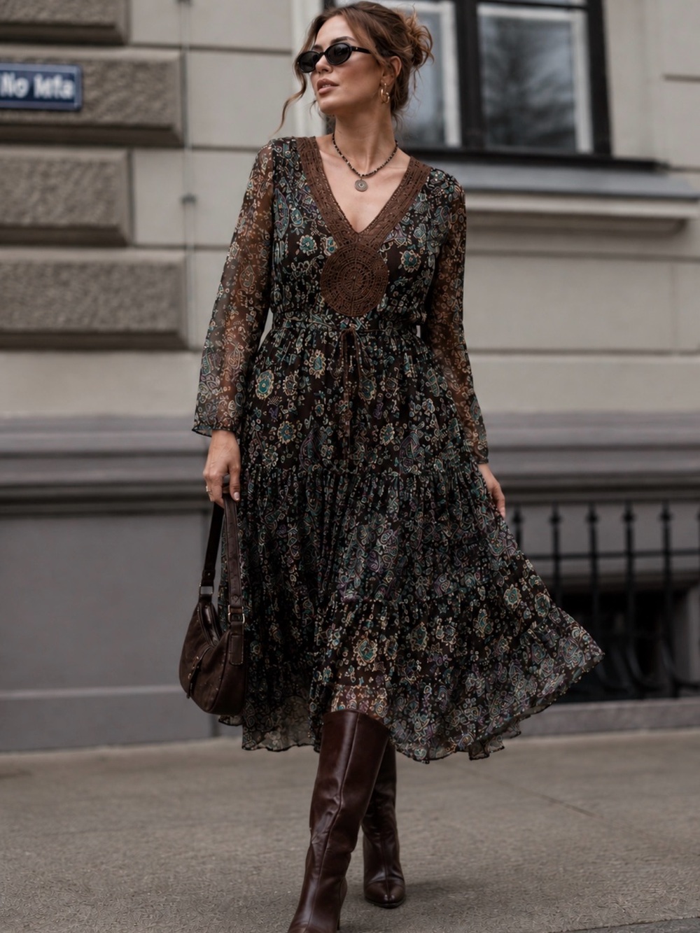 Silhouettes Y2K Boho Chiffon Dress Size 18